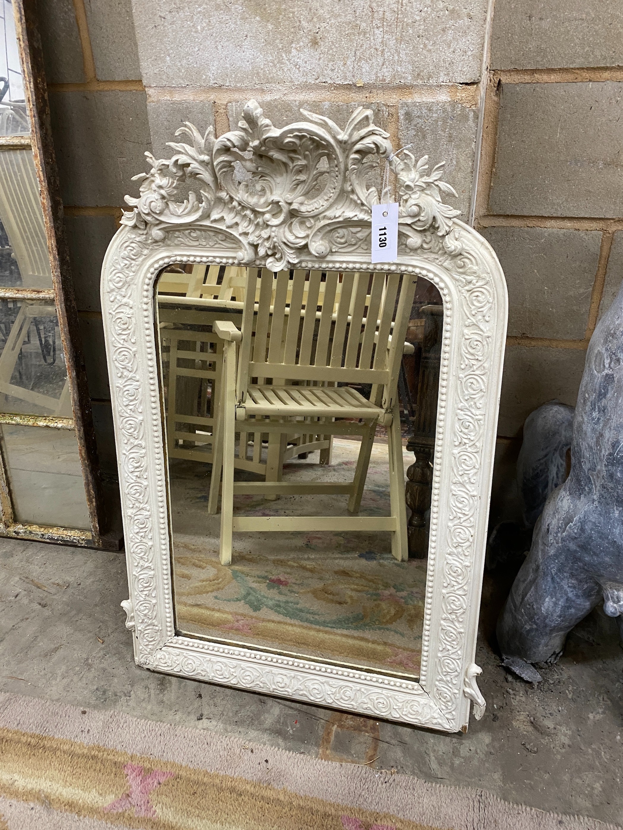 A 19th century French wall mirror, later painted white, width 59cm, height 95cm